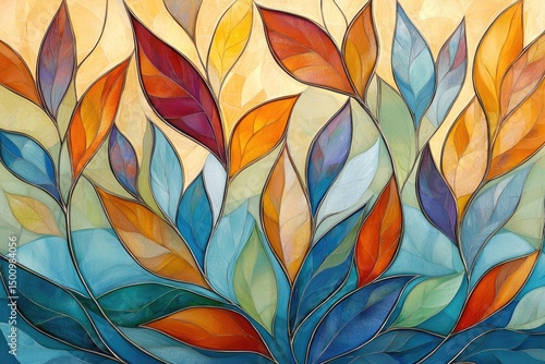 Wallpaper Mural Vibrant autumn leaves abstract painting design. Torontodigital.ca