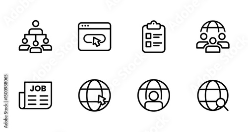 Hiring Process Line Icons. Recruitment, Job Application, Interview, Candidate Selection Vector Set