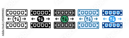 Network Switch Icon Set Multiple Style Collection