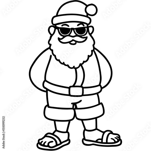 Cool Santa in Shades & Flip-Flops – Vector on White