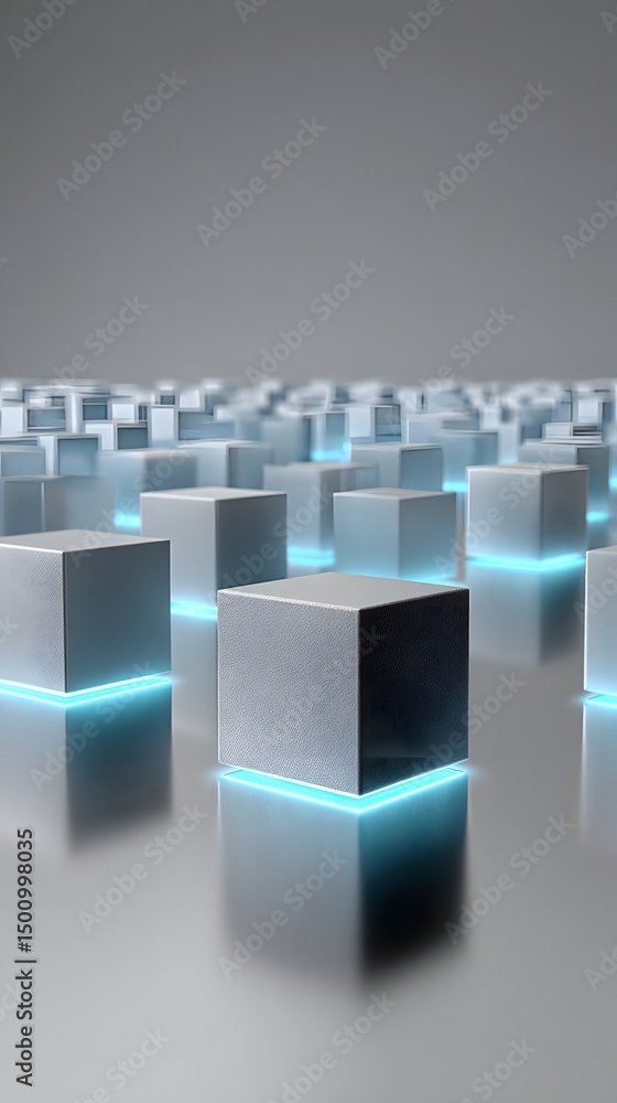 Fototapeta premium A city with infinite perspectives, fractal-like skyscrapers reflecting neon glows, futuristic transportation networks, cyber-inspired design, ultra-detailed urban environment, high-tech lighting,
