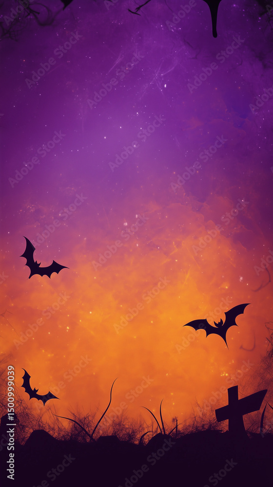 Halloween background purple and orange with spooky designs Halloween background purple and orange with spooky designs