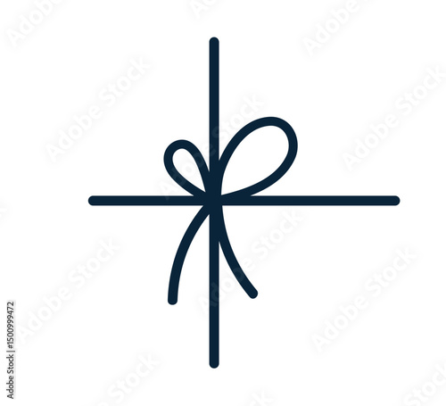 Bow knot, thin string, ribbon tying. Decorative loops, design element for gif...