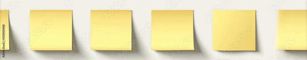 Five Blank Yellow Sticky Notes on White Background Five Blank Yellow Sticky Notes on White Background