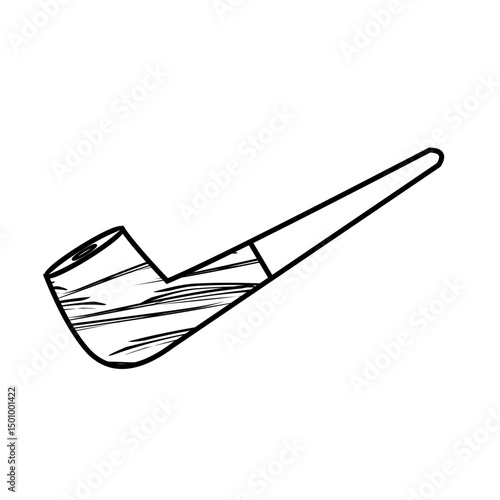 Outline icon of a traditional
    tobacco pipe, used for smoking,
    typically made of wood or metal,
    suitable for retro or vintage
    themes. Vector isolated outline
    drawing. Editable strok