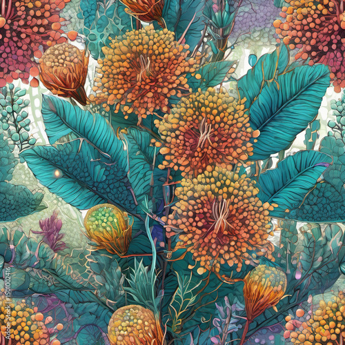 Pointillism Botanical Illustration in a Digital Alchemy Lab - Stable Diffusion Prompt