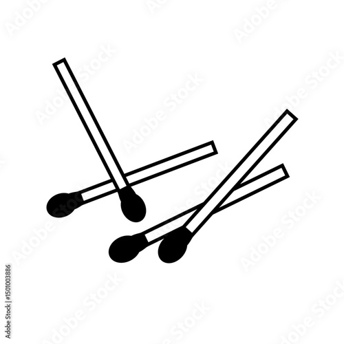 Outline icon of a pile of
   scattered wooden matchsticks, appearing
   unorganized, representing fire-starting
   tools in a used or ready state.
   Vector isolated outline drawing.
   Editable strok