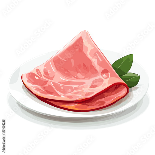Slice of ham vector isolated on a white background