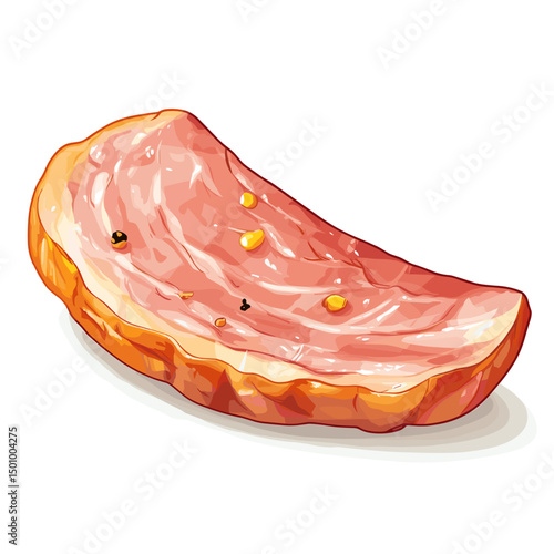 Slice of ham vector isolated on a white background