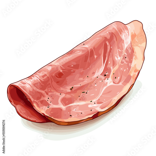 Slice of ham vector isolated on a white background