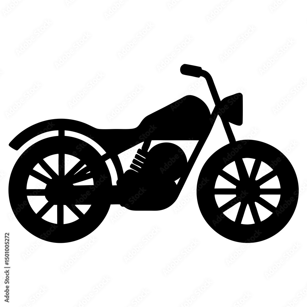 Fototapeta premium Classic Motorcycle Silhouette Black and White Illustration