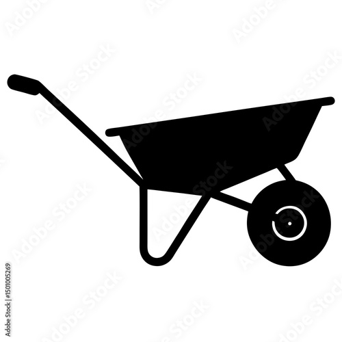 Black Silhouette of a Wheelbarrow Garden Tool