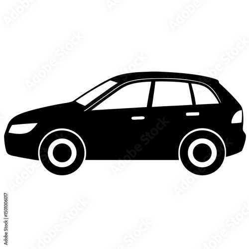 Black Silhouette of a Modern Crossover SUV Vehicle