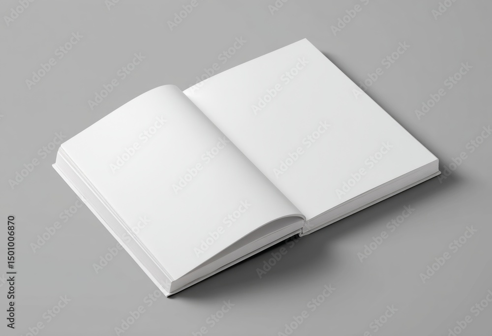 Open Blank White Book on Grey Background Open Blank White Book on Grey Background
