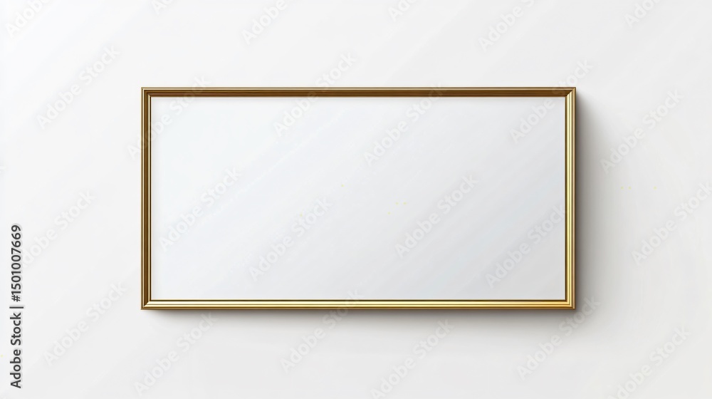 Rectangular Gold Framed Mirror on White Wall Rectangular Gold Framed Mirror on White Wall