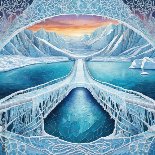 Create Stunning Arctic Ice Bridge Art in Embroidery Style Using Virtual Reality for Digital Artists
