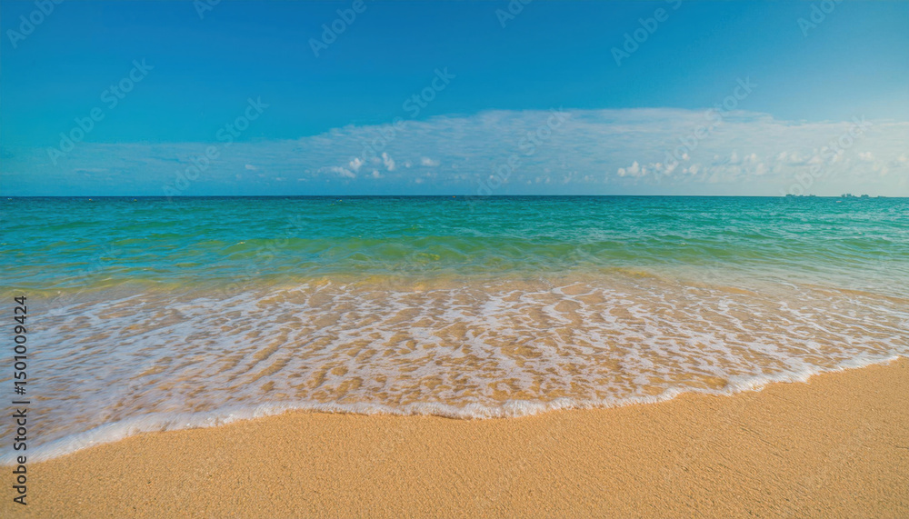 Sandy firefly beach under a vivid blue sky with gentle waves lapping at the shore during a sunny day Sandy firefly beach under a vivid blue sky with gentle waves lapping at the shore during a sunny day