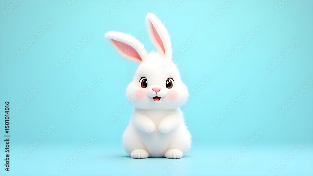 Obraz premium white rabbit on white background, white rabbit on white, white rabbit with red ribbon,