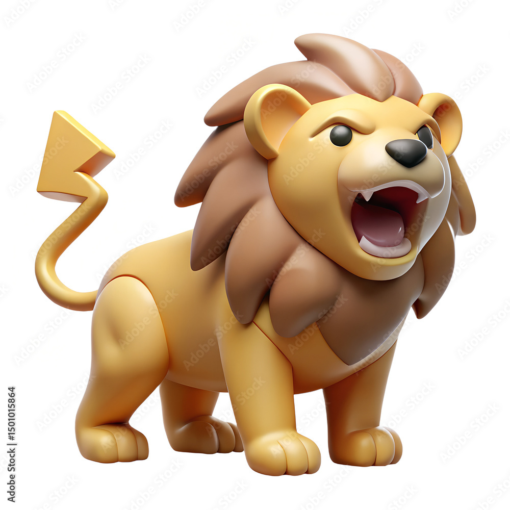 Obraz premium Lion roaring with lightning background