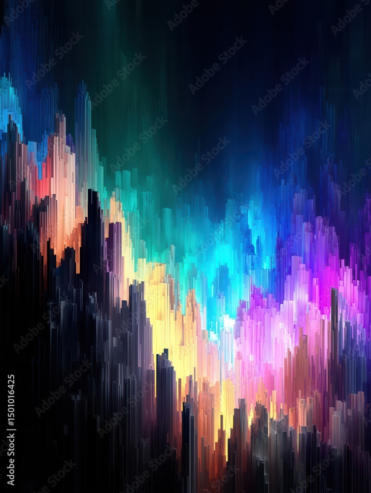Ciudad Nocturna de Colores Vibrantes Ciudad Nocturna de Colores Vibrantes