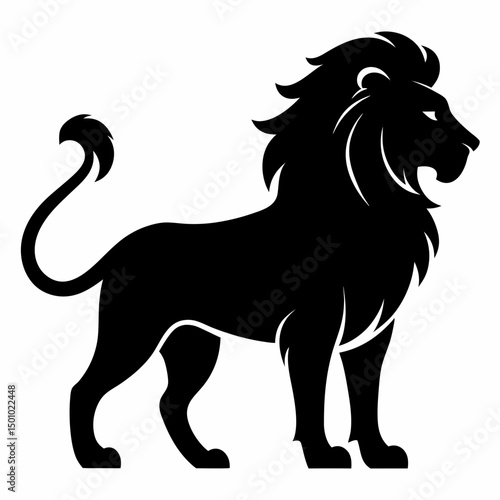 Lion Silhouette Vector illustration transparent background.
