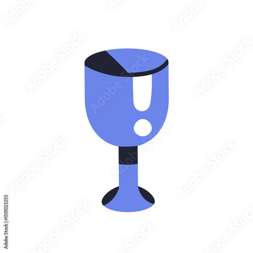 Wineglass, alcohol drink goblet. Wine glass, chalice, cup on stem. Bar drinkware, stemware vessel for alcoholic beverage, festive party. Flat vector illustration isolated on white background
