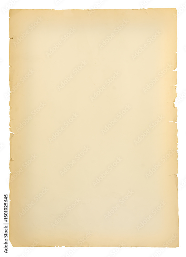 Obraz premium Empty grungy yellowed poster or paper background.Rough grungy scratched and torn ripped edges