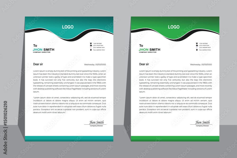 Obraz premium Corporate modern letterhead design