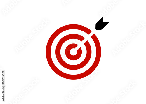 Target With Arrow Hitting Center for Business, Marketing, Goal Achievement, and Strategy Concepts. Perfect for Presentations and Infographics. Vector Illustration.