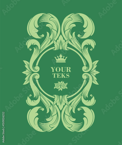 Baroque acanthus motif and scroll border stylized vector ornament illustration