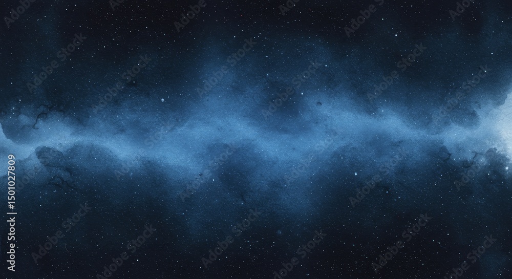 Fototapeta premium Abstract Watercolor Space Illustration of Blue Galaxy and Starry Background