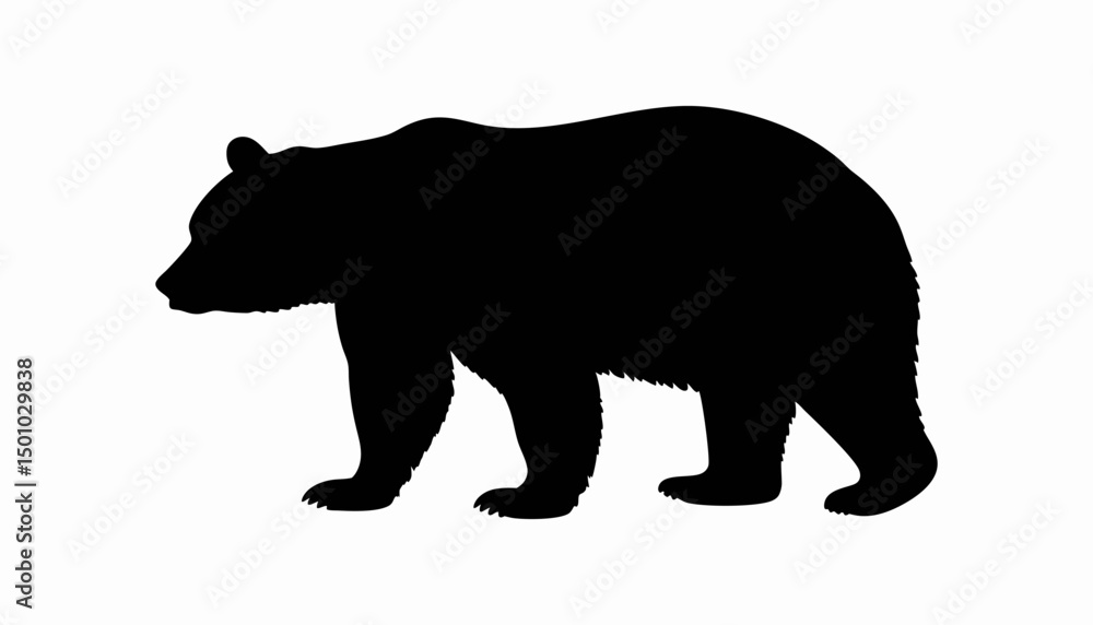 Fototapeta premium Bear silhouette vector illustration of a wild grizzly mammal