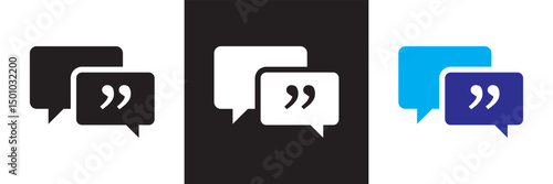 Chat bubble quotes icon . Vector for websites, mobile interfaces, presentations, banner, visual branding etc. Vector illustration. isolated on white and black background. EPS 10