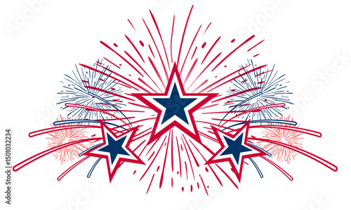 4th of july fireworks themed design elements	