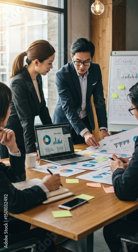 Business Team Reviewing Documents in Meeting Focused On Planning Strategy