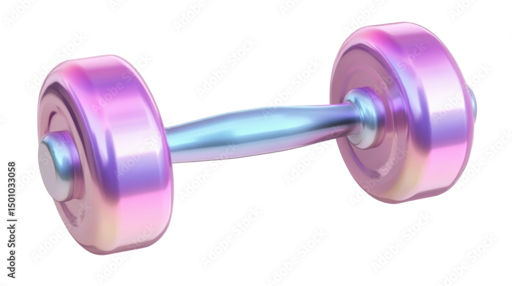 Glossy 3D dumbbell with a pastel shine featuring on a white background Glossy 3D dumbbell with a pastel shine featuring on a white background