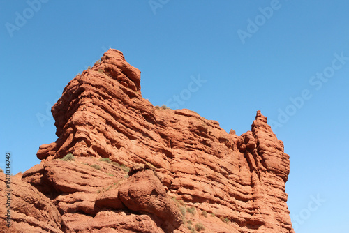 View of Pingshan Hu Grand Canyon is mainly composed of red gravel, sandstone, mudstone and is the only composite area of Danxia landform and colored hills in China