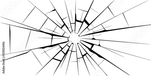 Vector illustration of broken glass with radiating cracks in an abstract design