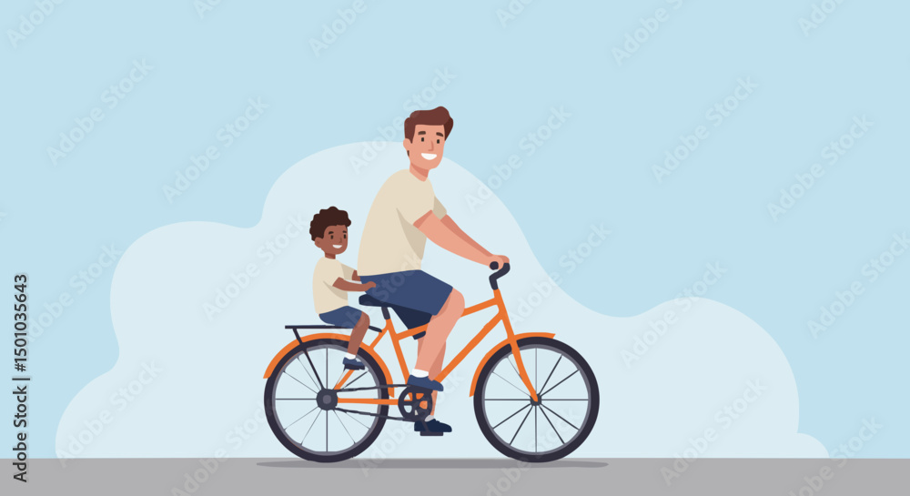 Fototapeta premium Father and son enjoying bike ride together