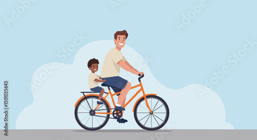Father and son enjoying bike ride together