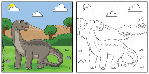 cute cartoon dinosaur Jobaria, funny illustration, coloring book for kids and children.