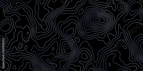 Abstract Topographic Contour Background. Modern Contour Pattern Background. Vector Map Lines. Topographic Flow map