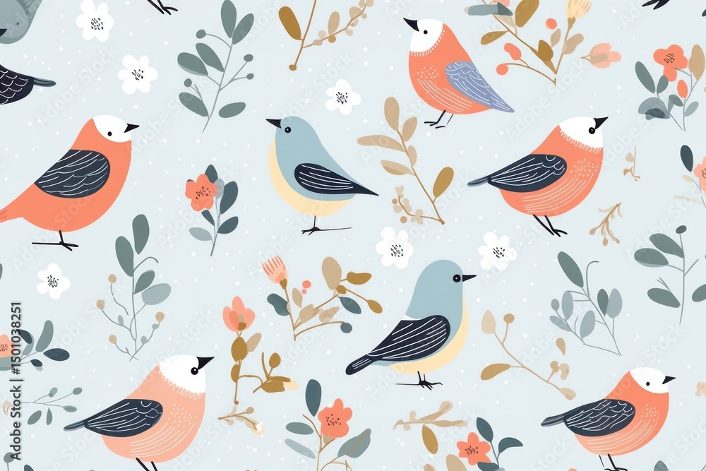 Fototapeta premium Bird pattern wallpaper animal.