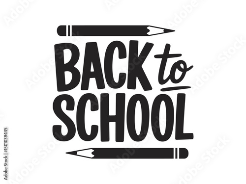Back to school text with pencils isolated on white background for educational themes