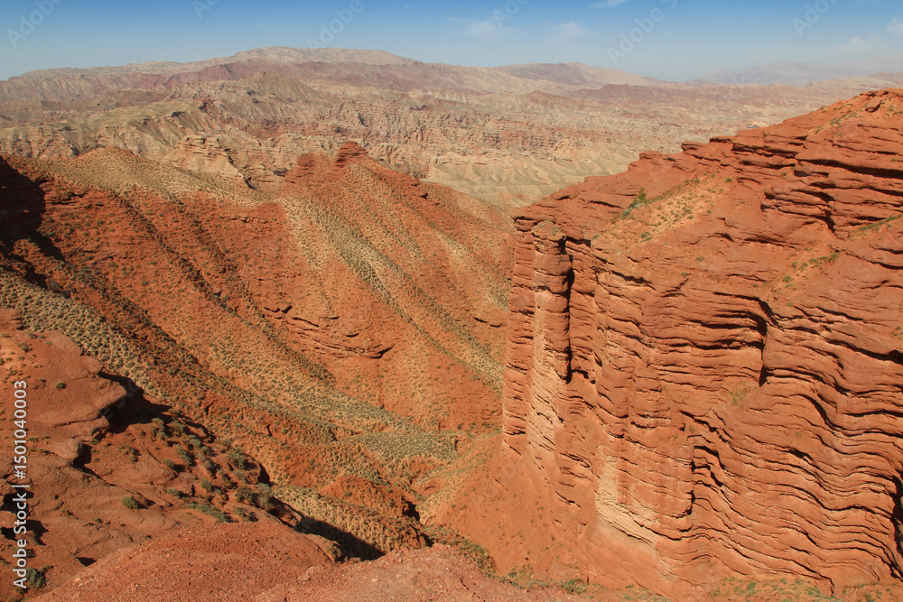 Fototapeta premium Beautiful landscape of Pingshan Hu Grand Canyon in summer, Zhangye City, Gansu Province in China