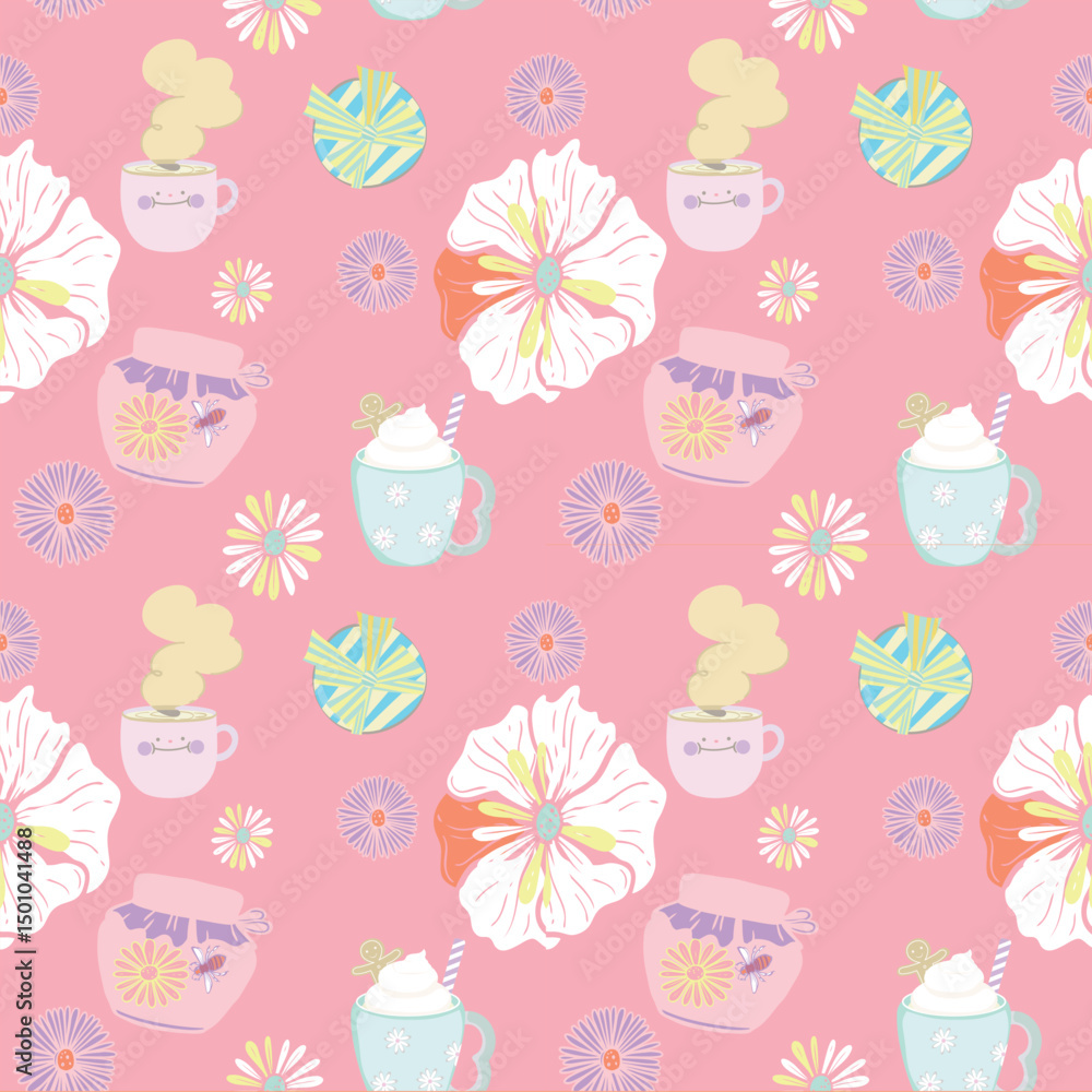 Vector cute seamless pattern with flowers designed for kids pattern and other design. Vector cute seamless pattern with flowers designed for kids pattern and other design.