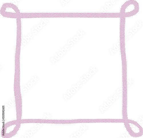 ピンクハーフトーンの手描きのツイストラインフレーム　Adobe Illustrator Artwork