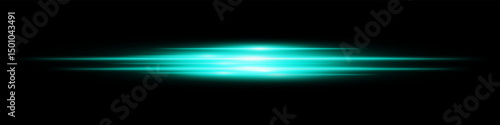 Blue energy beam. Bright horizontal streaks with layered glow and radiant effect on black background. Great for power, sci-fi, motion, tech, future design.