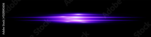 Purple energy beam. Bright horizontal streaks with layered glow and radiant effect on black background. Great for power, sci-fi, motion, tech, future design.