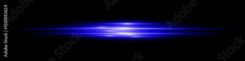 Blue energy beam. Bright horizontal streaks with layered glow and radiant effect on black background. Great for power, sci-fi, motion, tech, future design.